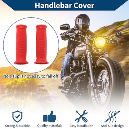 7/8" 22mm 15/16" 24mm Universal Motorcycle Hand Grips Cover Non Slip Rubber Handlebar Grips for Motorcycle Scooter Bicycle ATV Red 1 Pair