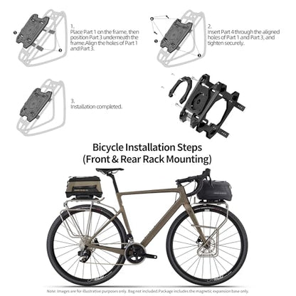 Rhinowalk Motorcycle Tail Bag Magnetic Expansion Base for Quick Release Magnetic Rear Seat Bag
