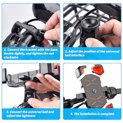 AUCELI Motorcycle Phone Mount, ABS Quick Release Bike Phone Holder for 4.7''-7.2'' Phones, Anti Shake with 360 Rotatable Phone Clip, Handlebar Clamp (Blue) - color: Blue