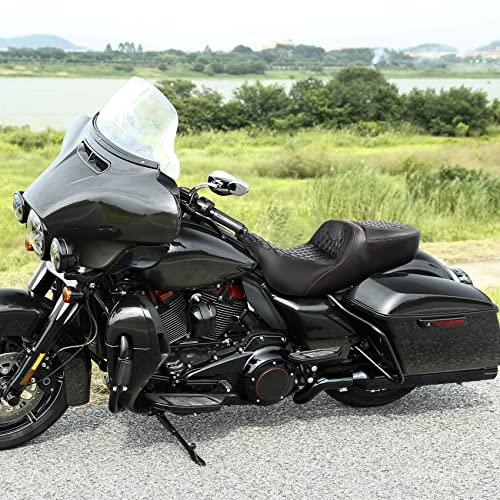 CC RIDER Motorcycle Seat Mammock Gel Seat Cushion Diamond Stitching fit for Harley Touring Road King Street Glide Road Glide Electra Glide 2009-2023 - color: 04# GEL Orange