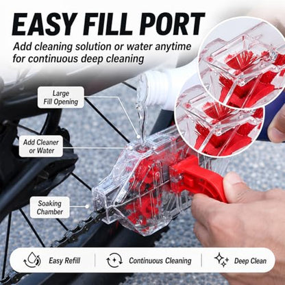 Bike Chain Cleaner Tool for Bicycle Chains, Road and MTB Bikes | Easy-to-Use, Transparent Design, Deep Cleaning, Road & MTB Bikes