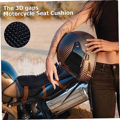 Breathable Silicone Motorcycle Seat Cushion Pad Non Slip Cooling Motorbike Seat Cover with Ventilation for Comfortable Long Ride