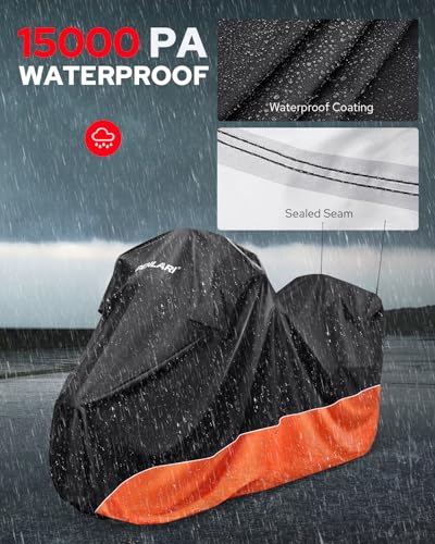 Benlari Waterproof Motorcycle Cover with Side Top Box Compatible with Harley Davidson Touring Ultra Limited Street Glide Road Glide Electra Glide Honda Outdoor All Weather Protection, 116" x 47" x 53" - size: XL(116" x 47" x 53"), style: Touring Ultra