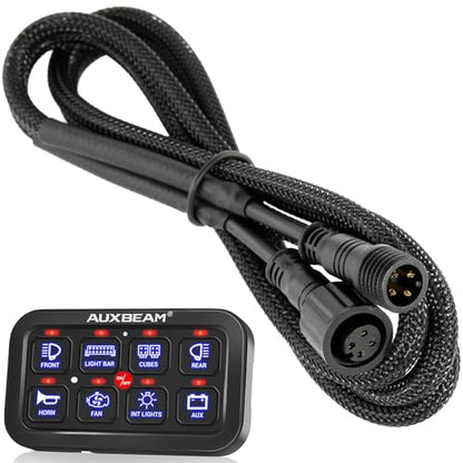 Auxbeam Extension Wiring Harness Switch Panel BA80, BB80, RA80/60, RB80, AS-400/600/800, AS-R40/R60/R80, AR-600/800/820, RC-800, Switch Controller Extension Extended Wire Line, 1.2m/47inch - style: For 8 Gang Switch Panel