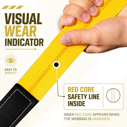 2PK 1.5" x 8FT Motorcycle Tie Down Straps, 3,000lb Break Strength, Heavy Duty Cambuckle & 2PK 2”x6.5FT Lift Sling Web Strap, 13,000lbs Capacity for Dirt Bike, ATV, UTV, Boat, and Kayak