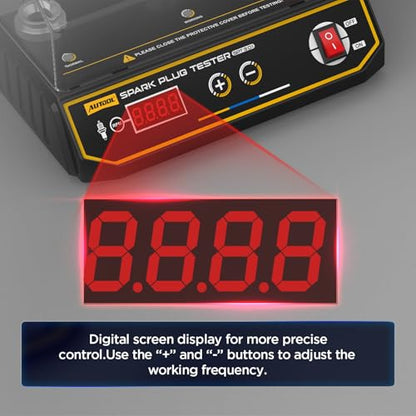 AUTOOL Spark Plug Tester Automotive Engine Ignition Coil Tester 200-9000rpm Adjustable Working Frequency, Three Holes Spark Plug Gap Tool with Protective Cover for All 12V Gasoline Vehicles - size: SPT301