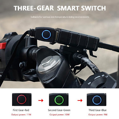 Motorcycle Heated Grips Cover Pad, Universal 12V Handlebar Heater Heated Handlebar Grips Compatible with Harley Davidson, IP67 Waterproof, ATV Hand Heater Warmer