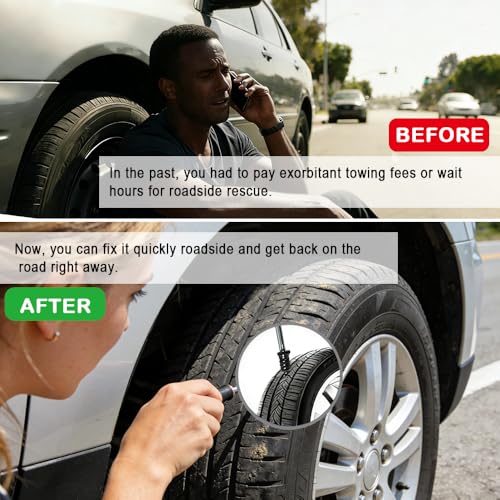 Tire Plug Kits, Screw in Tire Repair Screws, Tire Repair Rubber Nail for Tubeless Tire on Car, Motorcycles And More
