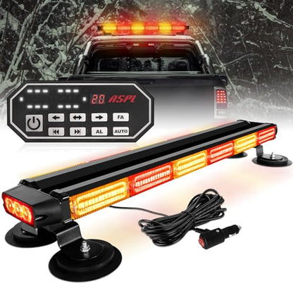 ASPL 26inch 126 LED Emergency Rooftop Strobe Lights Bar w/Controller Double Side Warning Hazard Snow Plow Flashing Light Traffic Advisor Safety Light for Work Trucks Vehicles Tow Pickup(Amber/Red) - color: Amber/Red