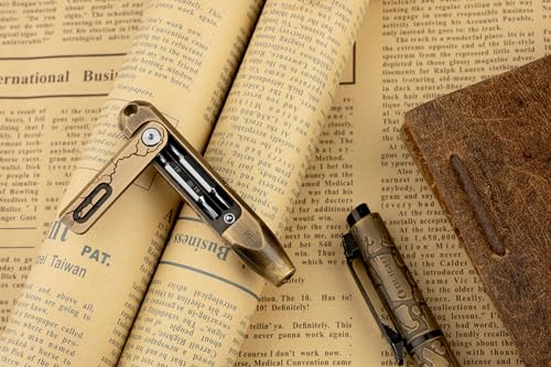 OKNIFE Otacle D1 Cracked Brass Small EDC Multi Bit Pocket Screwdriver, 8 in 1 Mini Precision Screwdriver Set, S2 Steel Magnetic Bits for Work or Daily Use - color: Cracked Brass