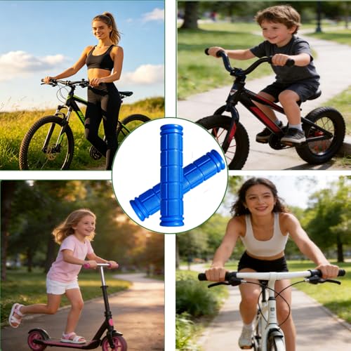 2 Pairs Bike Handlebar Grips for Bikes - color: Black and Blue