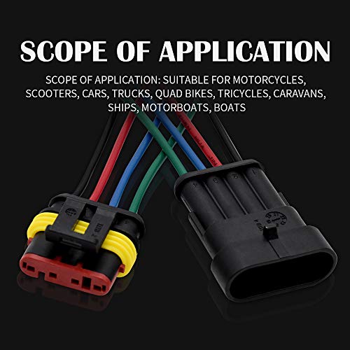 4 Pin Connector Waterproof Connector, Male and Female Way 16 AWG Wire Suitable for car Truck, Boat and Other Wire Connection 5 kit - size: 4 PIN