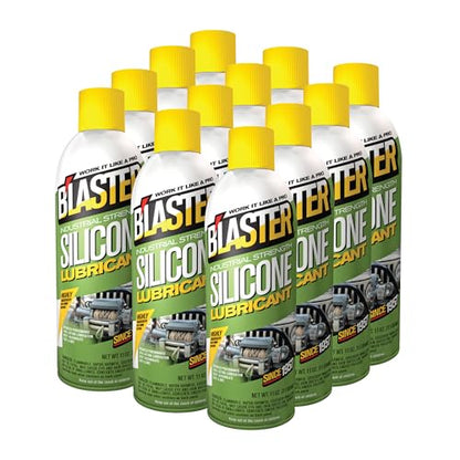 B’Laster Silicone Lubricant Spray, 11 oz Aerosol Cans (12-Pack) – Silicone Spray Lubricant for Rubber & Plastic, Garage Door & Window Track Lubricant, Clean Non-Greasy Finish - size: 12 Pack