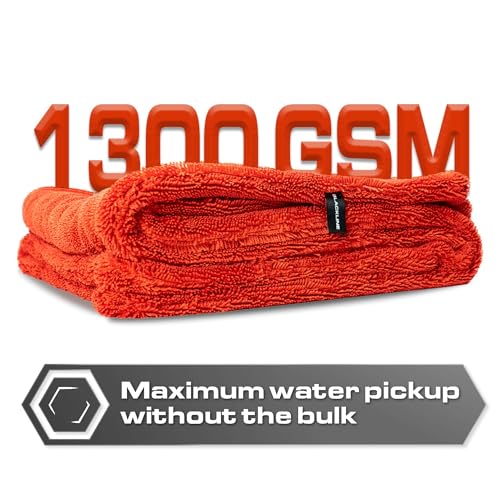 Blackline Car Drying Towel - 2ft x 3ft XL-Popular Pick Among Detailing Pros - 1300 GSM Microfiber Towel - Absorbs Over 8lbs of Water - Leaves No Streaks, Spots or Scratches - Dries an Entire Car - color: Crimson