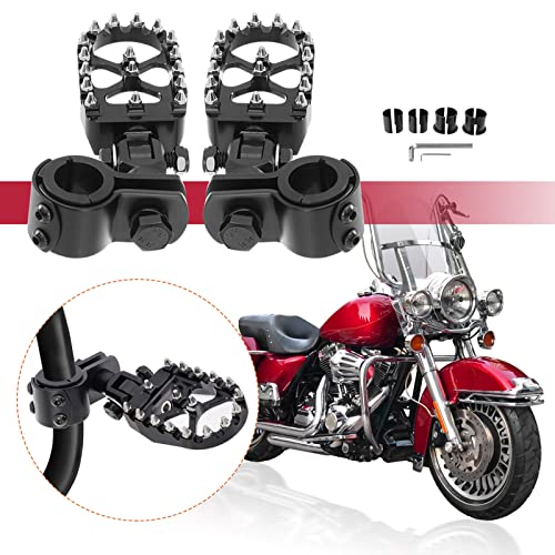Motorcycle Foot Peg Pedals，Highway Footrest, 1.25 inch Crash Bars Footpegs Fit for Harley Touring Honda Kawasaki Suzuki Yamaha (Short Size) - size: Short Black