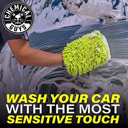 Chemical Guys MIC493 Chenille Premium Scratch-Free Microfiber Wash Mitt, Lime Green, 9.6" x 2.3" x 7" (Pack of 2) - size: Regular (Pack of 2)
