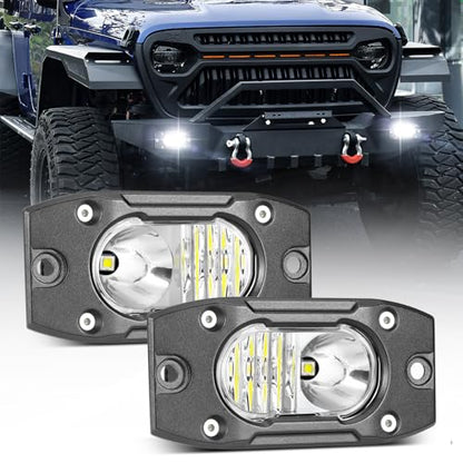LED Pods Flush Mount Driving Pod Light 2PCS 4 Inch Spot Flood Off Road Bumper Lights Reverse Backup Work Lights Flush LED Light Bar for Truck Pickup UTV ATV Boat 4x4 - color: White Flush