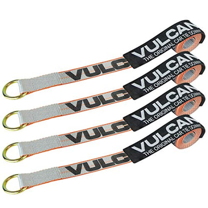 VULCAN Wheel Dolly Tire Harness with Universal O-Ring - Lasso Style - 2 Inch x 96 Inch - 4 Pack - Silver Series - 3,300 Pound Safe Working Load- Straps Only - Ratchets Sold Separately - color: Silver Series