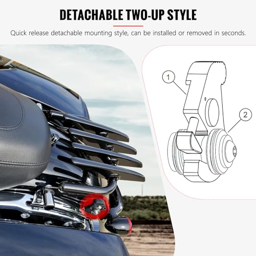 XFMT Motorcycle Black Detachable Stealth Two-Up Luggage Rack for Harley Touring Road King Street Glide Road Glide Electra Glide 2009-Later - color: Stealth Luggage Rack-Black