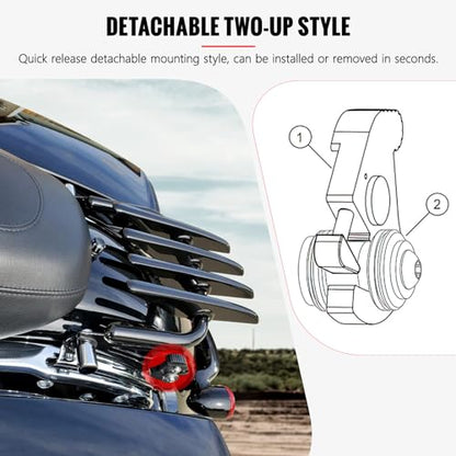 XFMT Motorcycle Black Detachable Stealth Two-Up Luggage Rack for Harley Touring Road King Street Glide Road Glide Electra Glide 2009-Later - color: Stealth Luggage Rack-Black