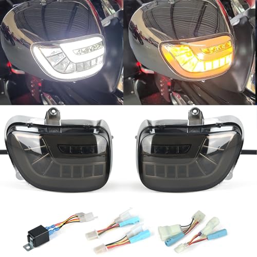 Motorcycle Turn Signal Light for GOLDWING GL1800 F6B 2013-2016 GL1800 ABS 2001-2012 New Front Turn Signals LED light flow direction For Goldwing Accessories (Grey) - color: Grey