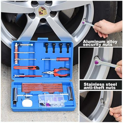 TILIBOTE Tire Repair Kit,117pcs Heavy Duty Tire Plug Kit,with Universal Tire Patch Kit to Plug Flats for Car/Motorcycle/Truck/Tractor/Trailer/RV/ATV