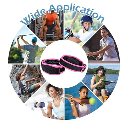 AGPTEK Elbow Brace for Tendonitis and Tennis 2 Pack, Tennis Golfers Elbow Support Arm Band Wrap Weightlifting Elbow Strap with Compression Pad for Men & Women (Pink) - color: Pink