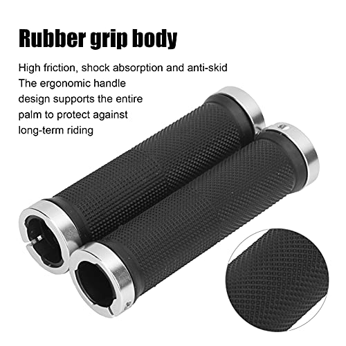 1 Pair Bike Handlebar Grips, Lightweight Rubber Handlebar Sleeve for Mountain Bike - color: Silver