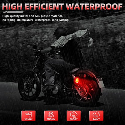 Amazicha 1" Motorcycle LED Tail Brake Light with Bracket, IP67 Waterproof Motorcycle Side Mount License Plate Rear Light Compatible for Harley Sporster Bobber Chopper Yamaha Suzuki Honda Kawasaki - size: 1inch, style: Flat