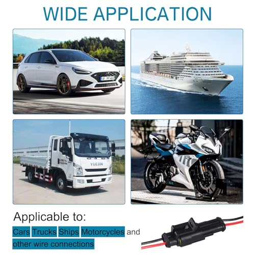 10Pair 2Pin Waterproof Connector,Male and Female Way 16 AWG Quick Disconnect Wire Connectors Suitable for car Truck, Boat and Other Wire Connection - color: 10Pair 2PIN