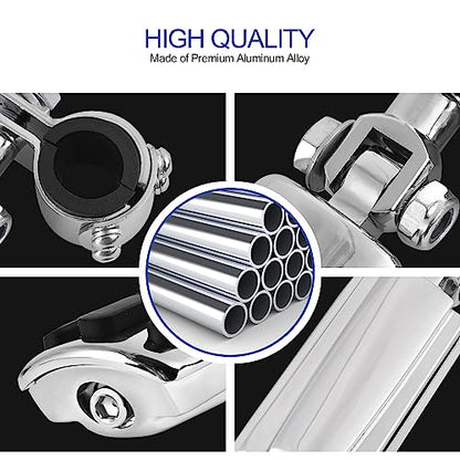 Motorcycle Highway Pegs, Crash Bar Foot Pegs for Harley Touring Electra Street Glide Road King Sportster, Kawasaki, 1"(25mm), 1 1/4"(32mm), 1 1/3"(34mm) Engine Guard Footrest, 1 Pair - color: Slotted Style - Chrome