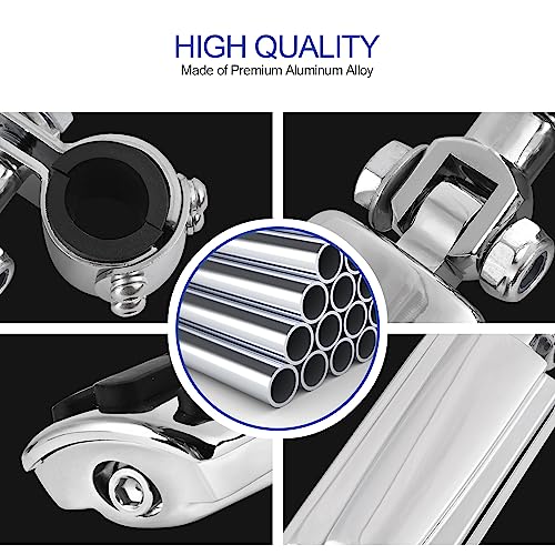 Motorcycle Highway Pegs, Crash Bar Foot Pegs for Harley Touring Electra Street Glide Road King Sportster, Kawasaki, 1"(25mm), 1 1/4"(32mm), 1 1/3"(34mm) Engine Guard Footrest, 1 Pair - color: Slotted Style - Chrome