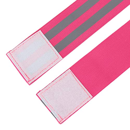 X AUTOHAUX 8pcs Reflective Bands for Arm High Visibility Night Cycling Riding Reflector Tape Straps Bracelet - color: Pink