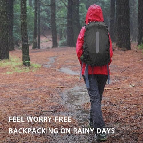 Backpack Rain Cover with Reflective Strip,1-Piece Medium (M) Fitted Water-Resistant Shell for Commuting and Outdoor Travel in Black