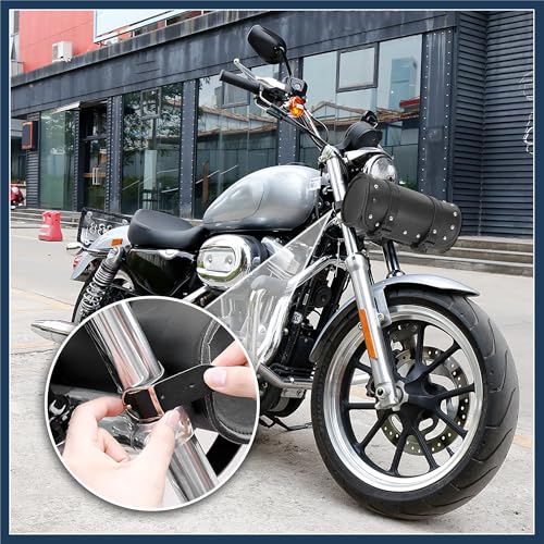 Universal Motorcycle Fork Handlebar Tool Bag Cycling Storage Pouch Bag Waterproof Faux Leather Black Stylish Design