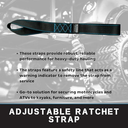 Tie Down 1.5 inch x 17 inch Black Heavy Duty Soft Loop Straps, 4-Pack Kit - 10427 lbs. Breaking Load Limit - color: Black
