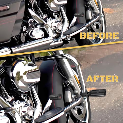 1 1/4" Highway Footpegs Engine Guard Footrest Clamp Mount Compatible with Harley Touring Softail Dyna Sportster Honda Kawasaki Suzuki Yamaha 1.25"(32mm，Black) - color: Black P3, size: 1 1/4 inch