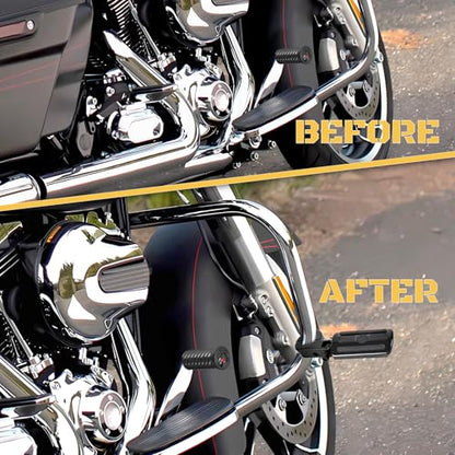 1 1/4" Highway Footpegs Engine Guard Footrest Clamp Mount Compatible with Harley Touring Softail Dyna Sportster Honda Kawasaki Suzuki Yamaha 1.25"(32mm，Black) - color: Black P3, size: 1 1/4 inch