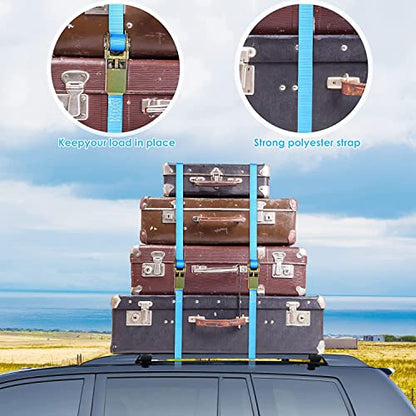 TLGREEN 10 Pcs 1" x 20' Ratchet Staps, Luggage Tie Down Straps, No Hook, Ratchet Strap Heavy Duty,1760 Break Strength Endless Ratchet Straps, Tie-Down Straps for Motorcycles, Trailer, Kayak, Blue - color: Blue