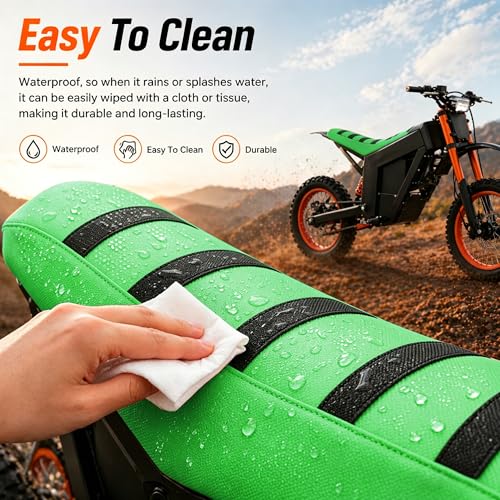 Electric Dirt Bike Seat Cover for Tutti Soleil 01,Black Stripe Non-Slip Motorcycle Cushion Cover for Tuttio Soleil01-Green - color: Green
