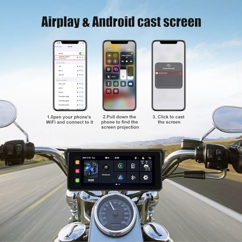 Motorcycle GPS Navigation System with Wireless Carplay Android Auto 8.1" Moto CarPlay Screen with Dual Bluetooth, Navigation/Siri/G00gle Assistant Waterproof - color: 8.1 inch