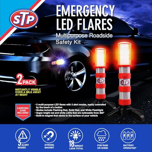 XTREME STP LED Road Flares, Emergency Road Flares for Vehicles, Car Flares with 3 Alert Modes, Magnetic Base, Foldable Stand, Emergency Roadside Lights, Visible Up to 1 Mile, White Flashlight - size: 4 Pack