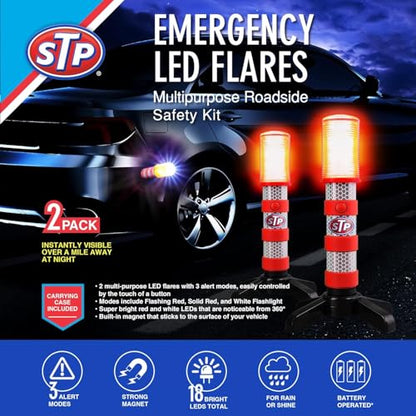 XTREME STP LED Road Flares, Emergency Road Flares for Vehicles, Car Flares with 3 Alert Modes, Magnetic Base, Foldable Stand, Emergency Roadside Lights, Visible Up to 1 Mile, White Flashlight - size: 4 Pack