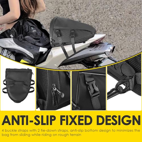 Motorcycle Tail Bag Multifunctional Waterproof Storage Saddle Bag with Straps Non Slip Base Top Motorcycle Seat Bag Sports Motorbike Rear Rack Bag