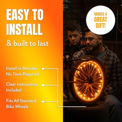 Activ Life LED Bike Wheel Lights with Batteries Included! Get 100% Brighter and Visible from All Angles for Ultimate Safety & Style (1 Tire Pack) - color: Orange