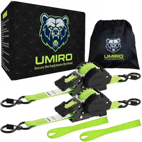 Retractable Ratchet Straps 1 Inch x 12 Feet Heavy Duty Tie Downs Auto Retract Strap 1760lb Break Strength,Self Retracting for Truck,Cargo,Trailer,Motorcycle,ATV,UTV (Fluorescent Green,2 Pack) - color: Green, size: 2 pack