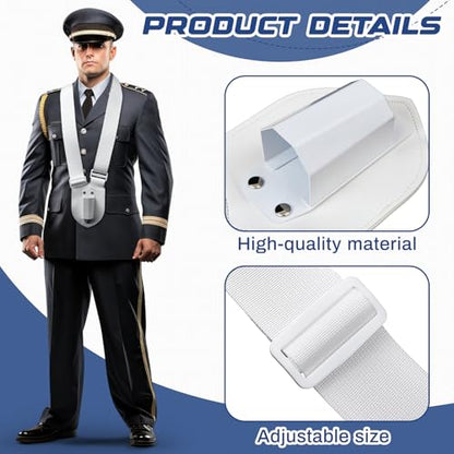 Jecery Single Strap Parade Flag Carrier Parade Harness Color Guard Flag Pole Holder Nylon Sling Carrying Belt for Parades(White) - color: White, style: Single Strap
