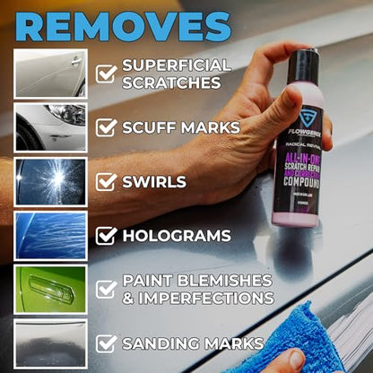 Instant Car Scratch Remover for Vehicles, All-in-One Car Paint Scratch Repair and Polishing Compound (4 oz) - Incl. Microfiber Applicator and Microfiber Towel - color: Instant Scratch Repair