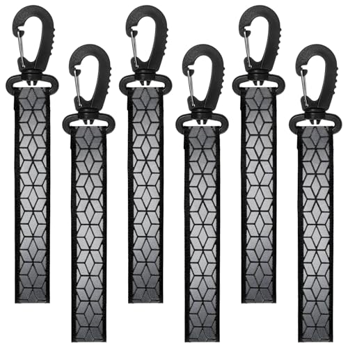 6 PCS Reflective Straps, Green Reflective Backpack Tags Bicycle Reflectives Pendant Glow in the Dark Keychain Safety Night Reflector Pendants for Clothes Cycling Walking Running Climbing Camping - color: Black