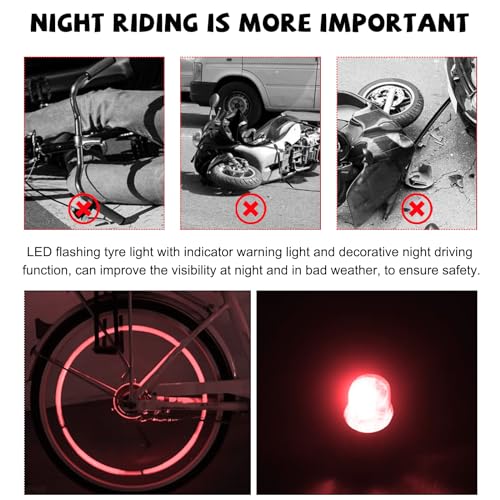 4 PCS LED Tire Valve Lights, Waterproof Light up Air Neon Bicycle Motorcycle Tyre Valve Flash Lights, Bike Truck Golf Cart Wheel Assemblies Lamp, Exterior Car Accessories (Red) - color: Red